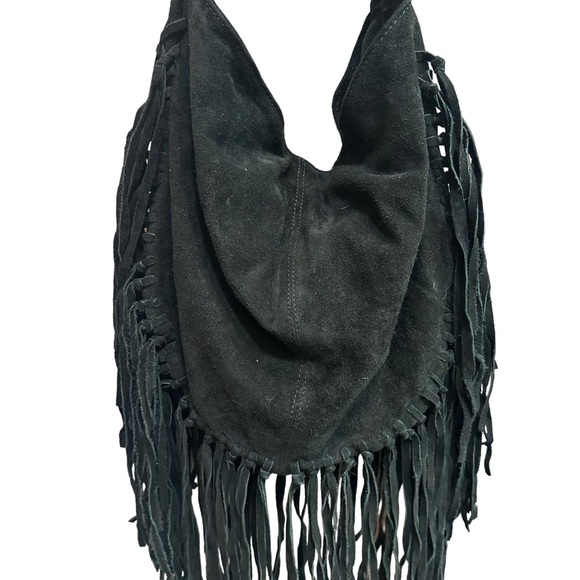 Ecote Handbags - Urban Outfitters Ecote black suede boho purse shoulder bag crossbody with fringe